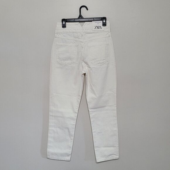 Zara Women’s Size 4 White High Rise 80s Straight Jeans Button Fly NWT Retro - Picture 3 of 4